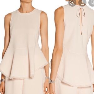 Elizabeth & James Merlyn Frayed Peplum Top Sz L